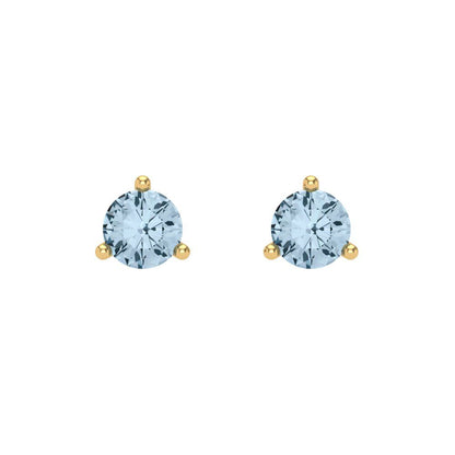 0.5 ctw Blue Zirconia Studs Earrings | 4.0mm Round Cut White Gold Screw back | April Birthstone