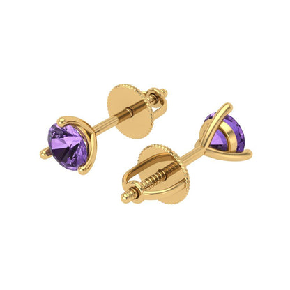 0.5 ctw Alexandrite Studs Earrings | 4.0mm Round Cut White Gold Screw back | June Birthstone