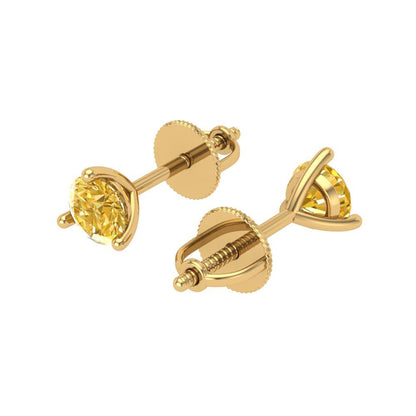 0.5 ctw Citrine Studs Earrings | 4.0mm Round Cut White Gold Screw back | November Birthstone