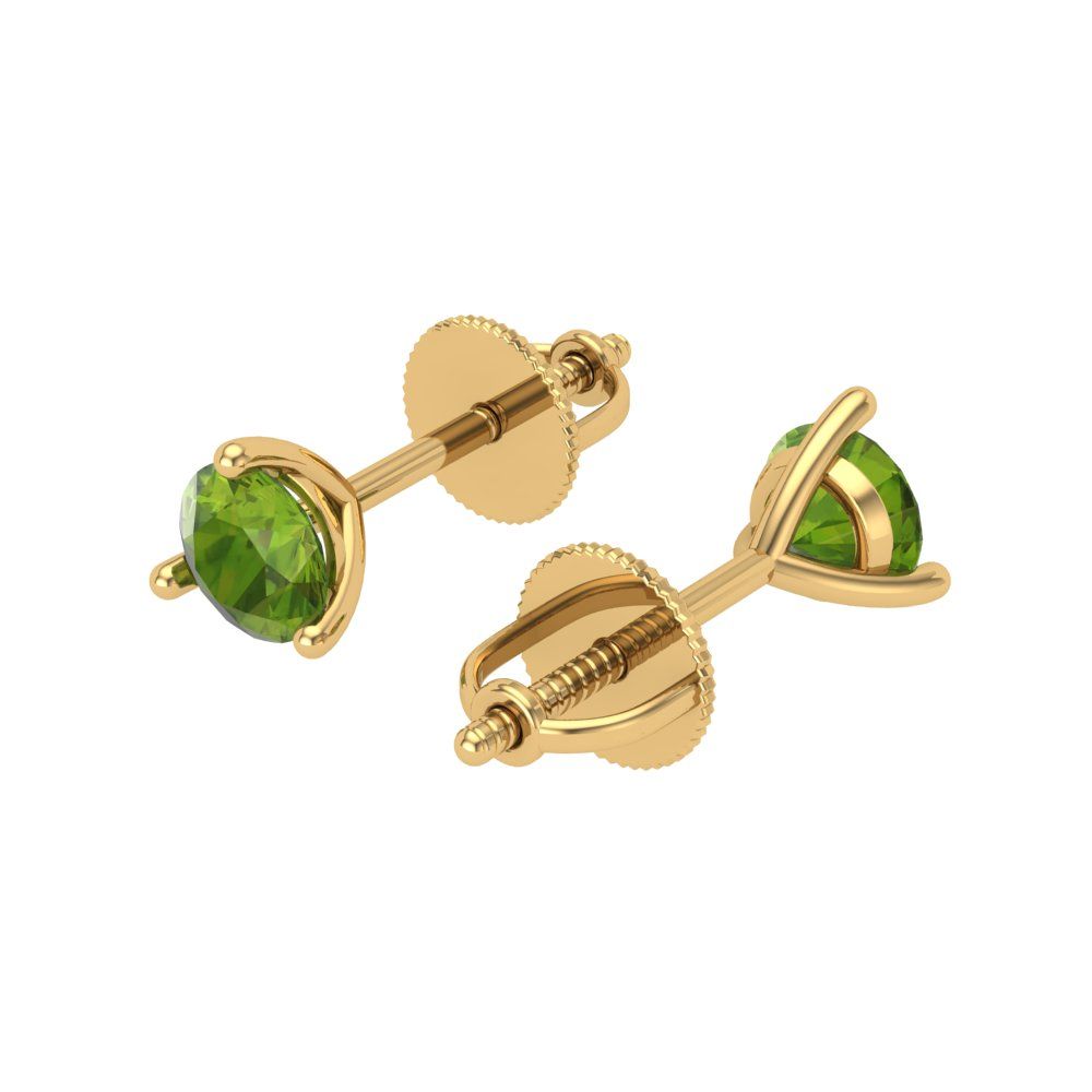0.5 ctw Peridot Studs Earrings | 4.0mm Round Cut White Gold Screw back | August Birthstone