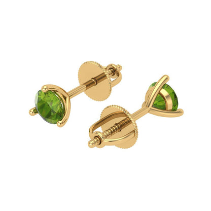 0.5 ctw Peridot Studs Earrings | 4.0mm Round Cut White Gold Screw back | August Birthstone