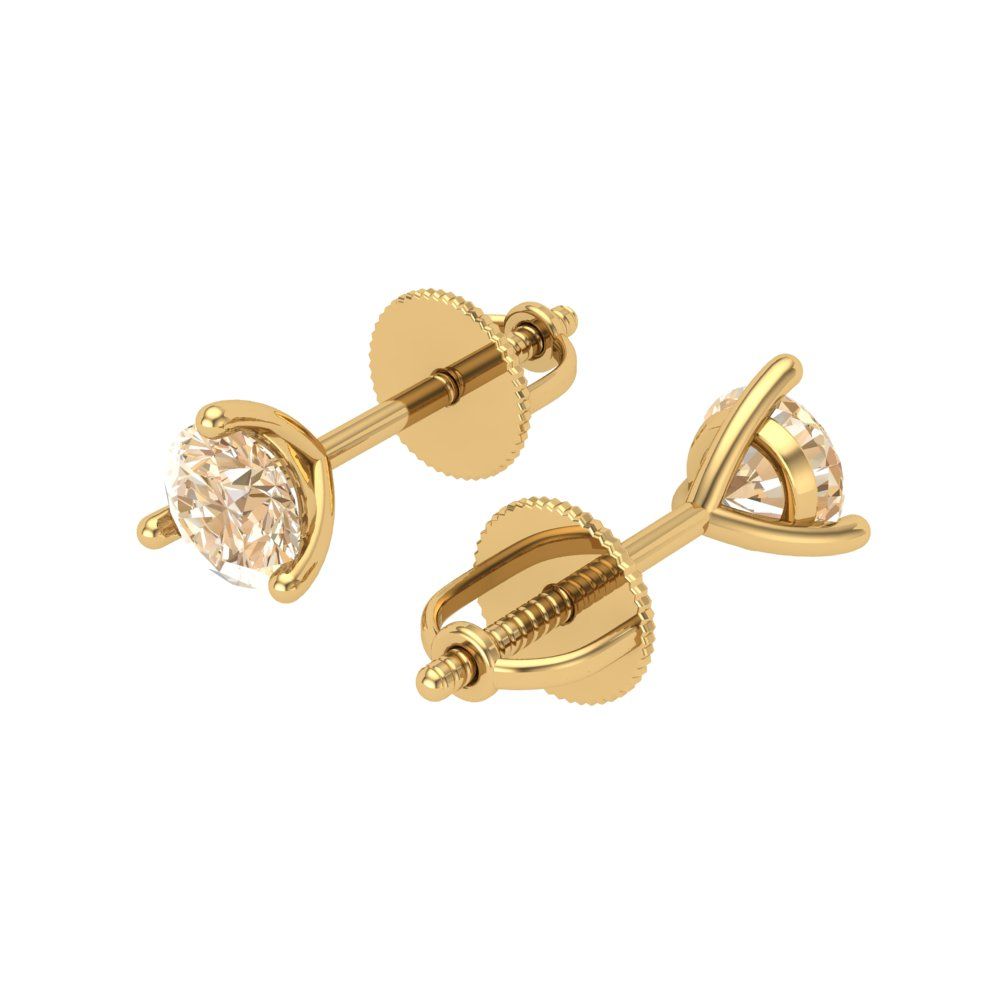 0.5 ctw Morganite Studs Earrings | 4.0mm Round Cut White Gold Screw back | February Birthstone