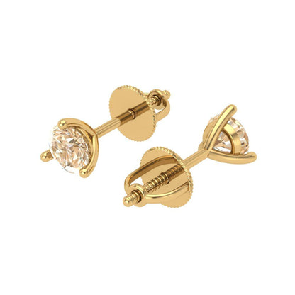 0.5 ctw Morganite Studs Earrings | 4.0mm Round Cut White Gold Screw back | February Birthstone