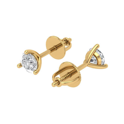 0.5 ctw Zirconia Diamond Studs Earrings | 4.0mm Round Cut White Gold Screw back | April Birthstone