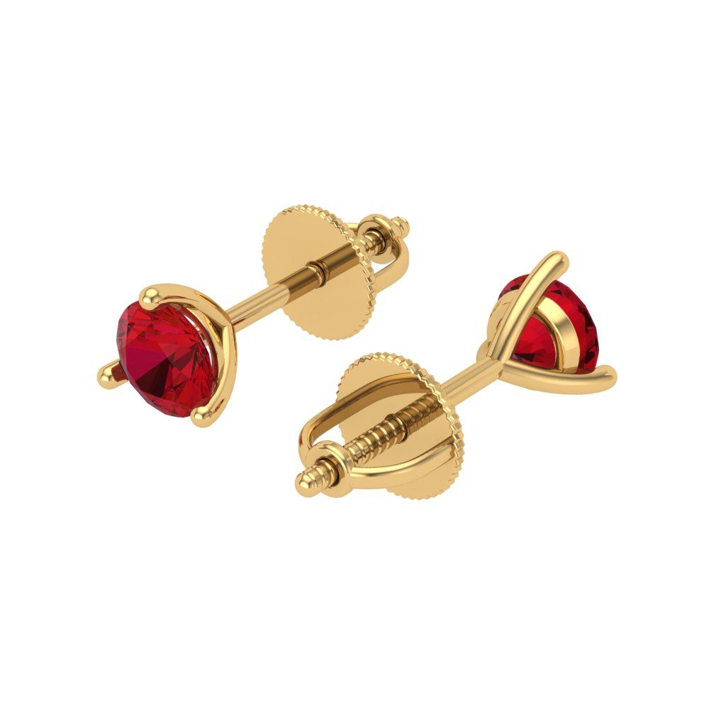 0.5 ctw Ruby Studs Earrings | 4.0mm Round Cut White Gold Screw back | July Birthstone