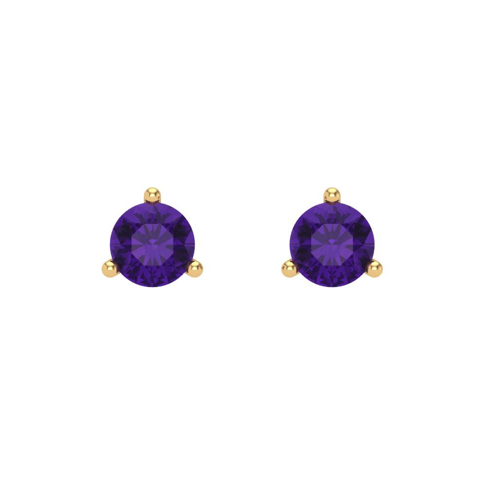 0.5 ctw Amethyst Studs Earrings | 4.0mm Round Cut White Gold Screw back | February Birthstone