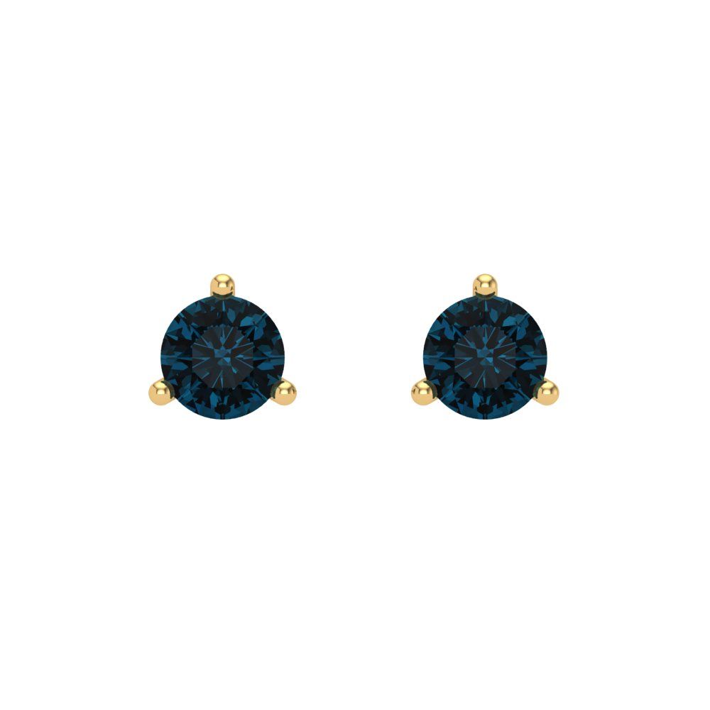 0.5 ctw London Blue Topaz Studs Earrings | 4.0mm Round Cut White Gold Screw back | December Birthstone