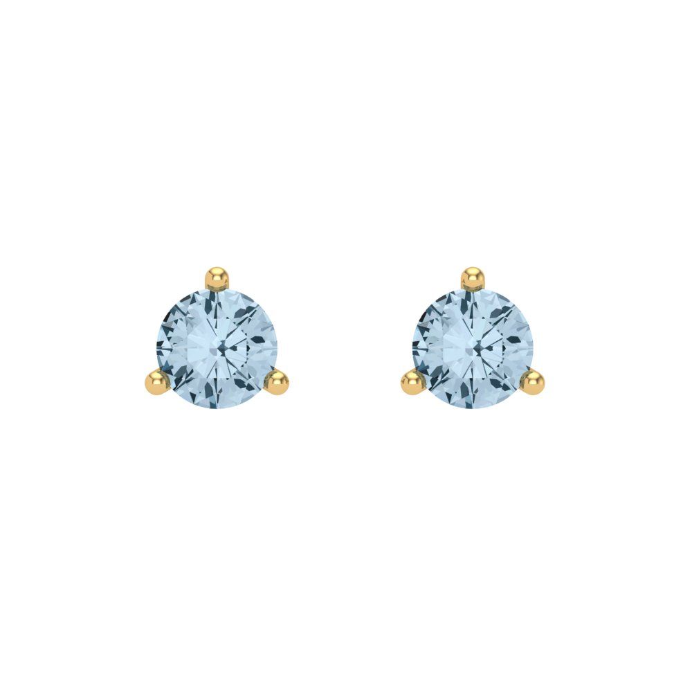 0.5 ctw Aquamarine Studs Earrings | 4.0mm Round Cut White Gold Screw back | March Birthstone
