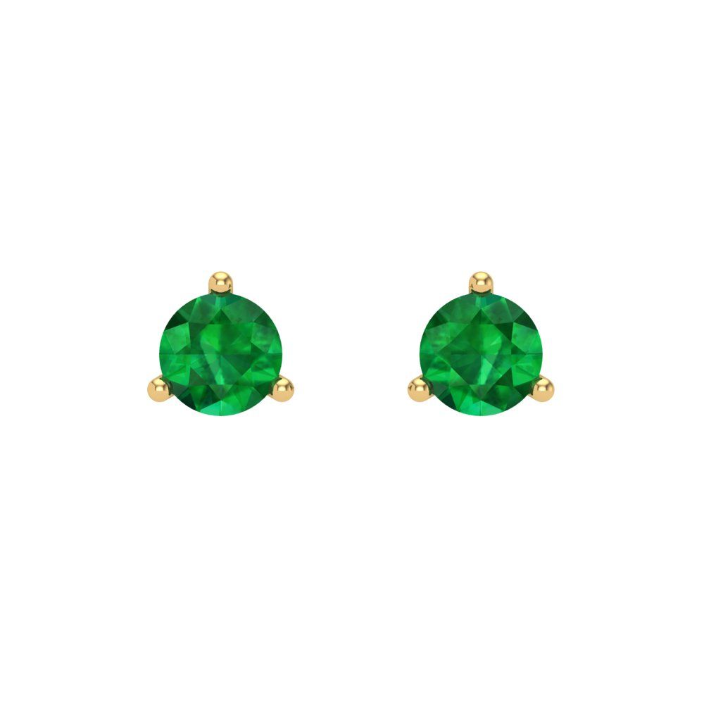0.5 ctw Emerald Studs Earrings | 4.0mm Round Cut White Gold Screw back | May Birthstone