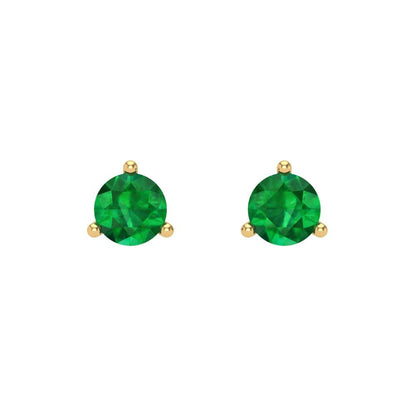 0.5 ctw Emerald Studs Earrings | 4.0mm Round Cut White Gold Screw back | May Birthstone