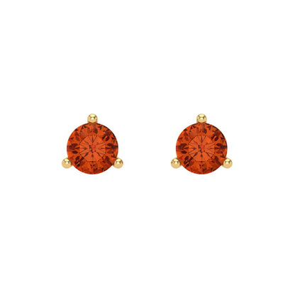 0.5 ctw Red Zirconia Studs Earrings | 4.0mm Round Cut White Gold Screw back | April Birthstone
