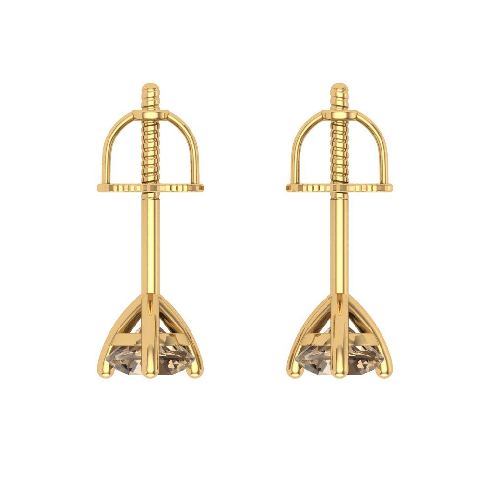 0.5 ctw Champagne Studs Earrings | 4.0mm Round Cut White Gold Screw back | April Birthstone