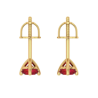 0.5 ctw Pink Tourmaline Studs Earrings | 4.0mm Round Cut White Gold Screw back | April Birthstone