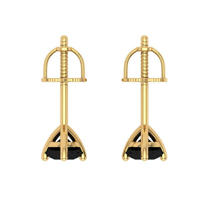 0.5 ctw Onyx Studs Earrings | 4.0mm Round Cut White Gold Screw back | July Birthstone