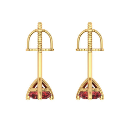 0.5 ctw Garnet Studs Earrings | 4.0mm Round Cut White Gold Screw back | January Birthstone
