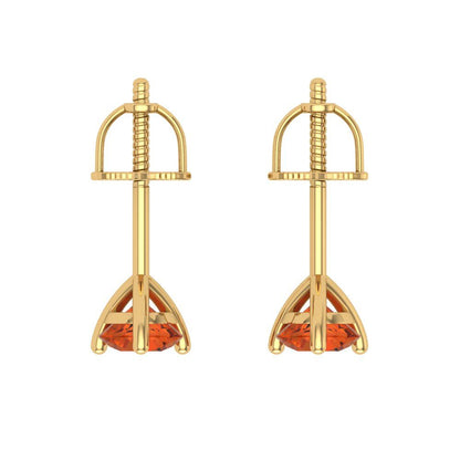 0.5 ctw Red Zirconia Studs Earrings | 4.0mm Round Cut White Gold Screw back | April Birthstone