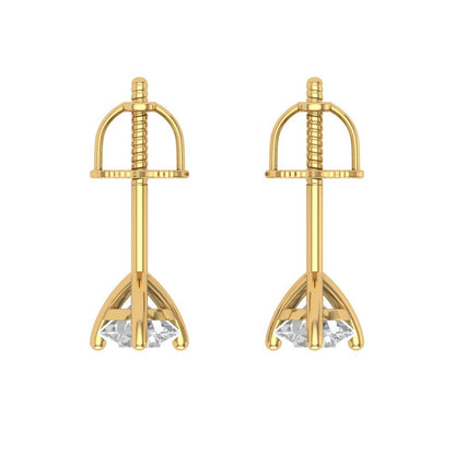 0.5 ctw Moissanite Studs Earrings | 4.0mm Round Cut White Gold Screw back | April Birthstone
