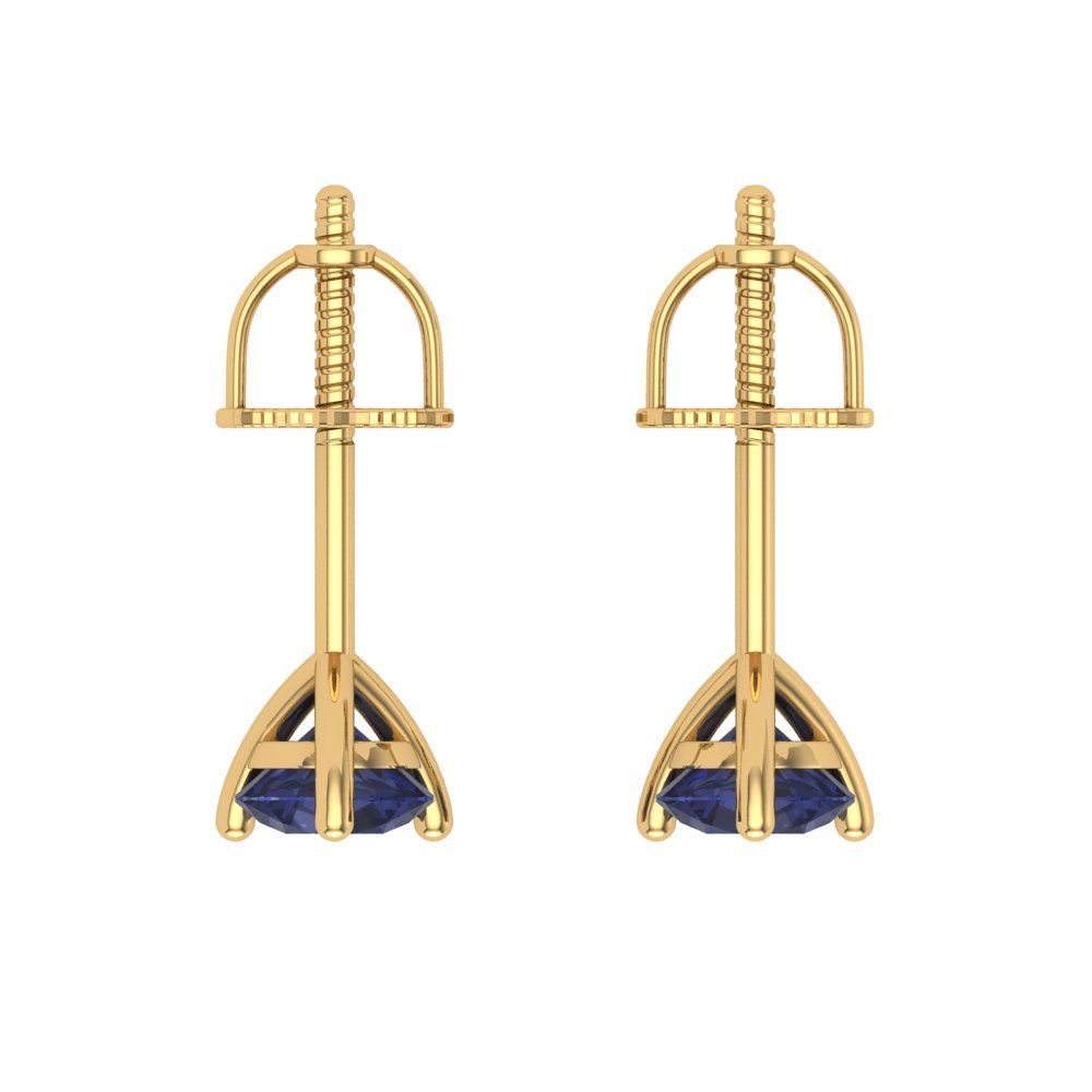 0.5 ctw Blue Sapphire Studs Earrings | 4.0mm Round Cut White Gold Screw back | September Birthstone