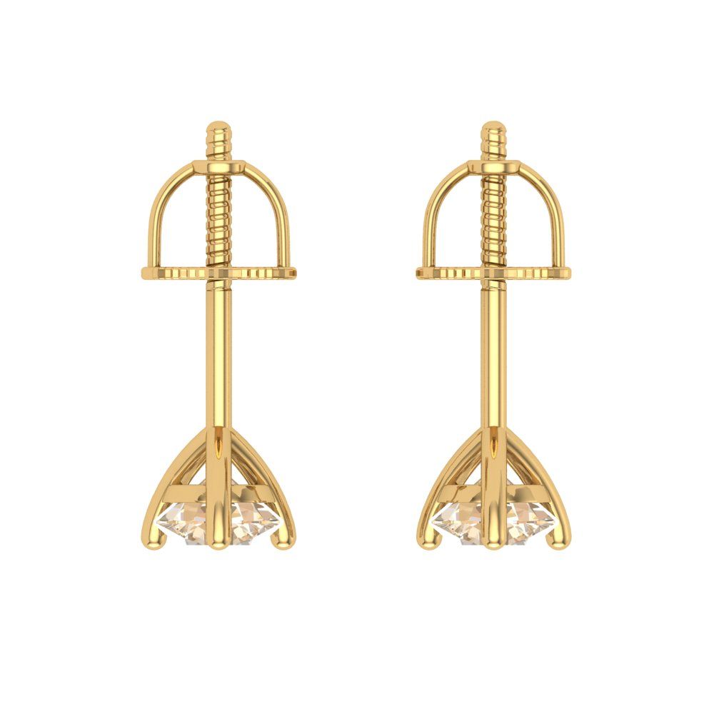0.5 ctw Morganite Studs Earrings | 4.0mm Round Cut White Gold Screw back | February Birthstone