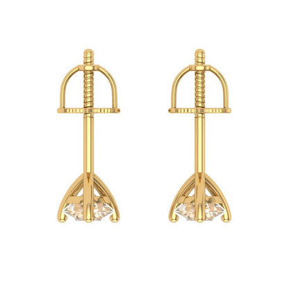 0.5 ctw Morganite Studs Earrings | 4.0mm Round Cut White Gold Screw back | February Birthstone