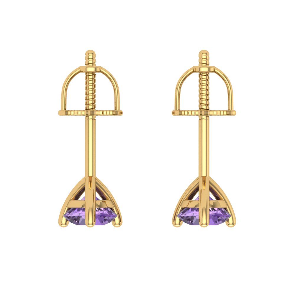 0.5 ctw Alexandrite Studs Earrings | 4.0mm Round Cut White Gold Screw back | June Birthstone