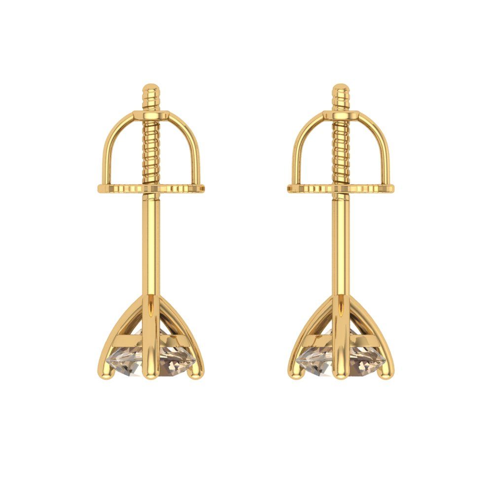 0.5 ctw Yellow Moissanite Studs Earrings | 4.0mm Round Cut White Gold Screw back | April Birthstone