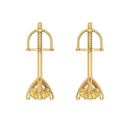 0.5 ctw Citrine Studs Earrings | 4.0mm Round Cut White Gold Screw back | November Birthstone