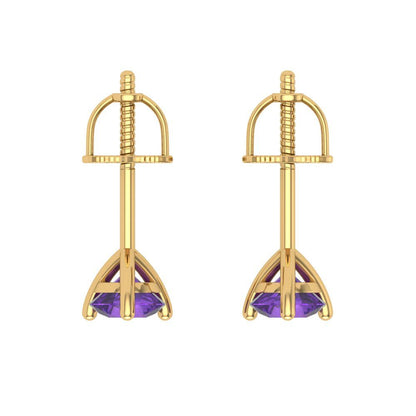 0.5cttw Amethyst Gold-Plated 925 Silver Screw Back Stud Earrings