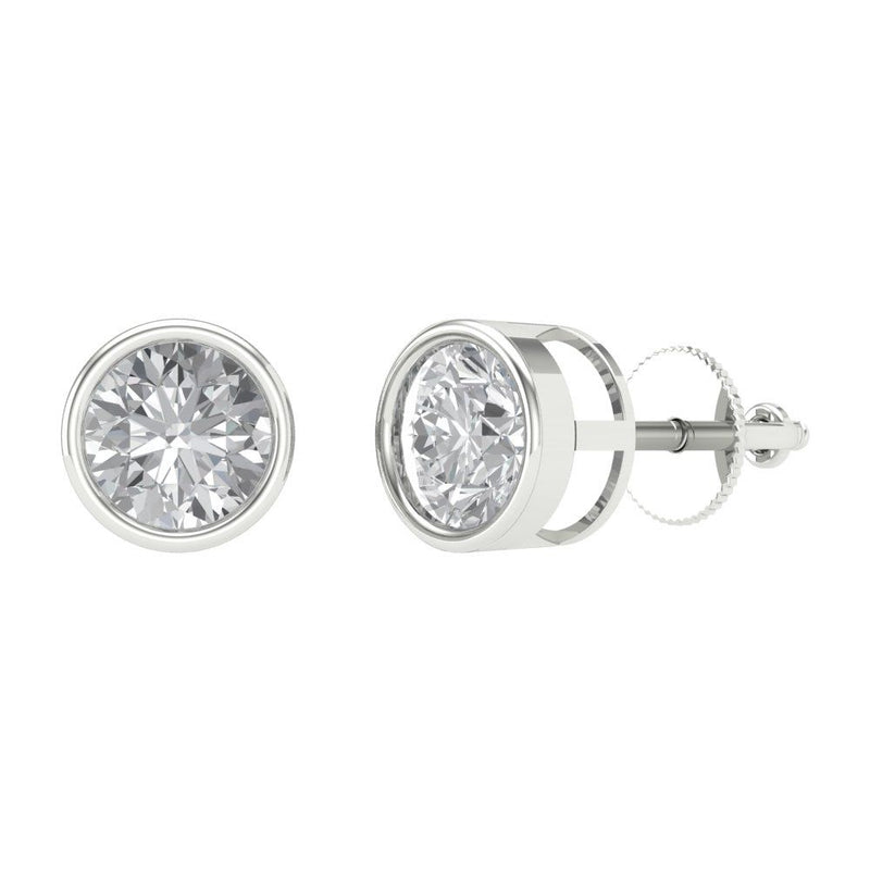 1 ct Brilliant Round Cut Studs Natural Diamond Stone Clarity SI1-2 Color G-H White Gold Earrings Screw back