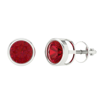 1 ctw Pink Tourmaline Studs Earrings | 5.0mm Round Cut White Gold Screw back | April Birthstone