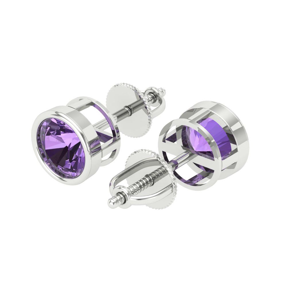 1 ctw Alexandrite Studs Earrings | 5.0mm Round Cut White Gold Screw back | June Birthstone