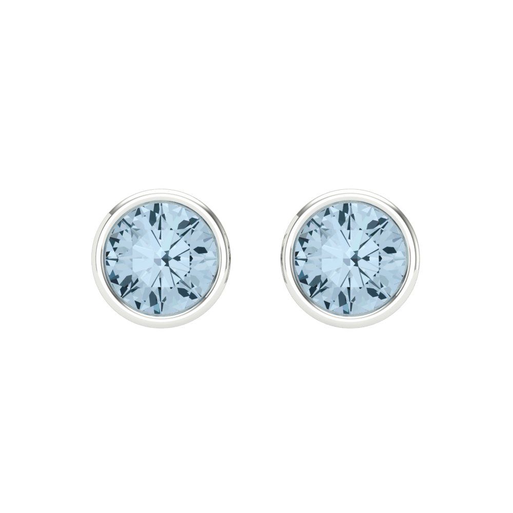 1 ctw Sky Blue Topaz Studs Earrings | 5.0mm Round Cut White Gold Screw back | December Birthstone