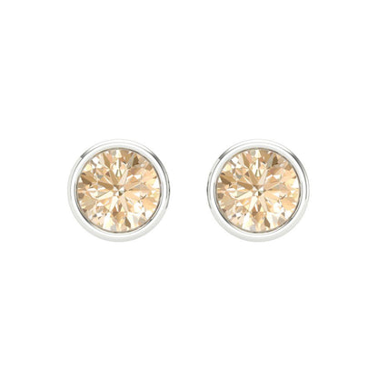 1 ctw Morganite Studs Earrings | 5.0mm Round Cut White Gold Screw back | February Birthstone