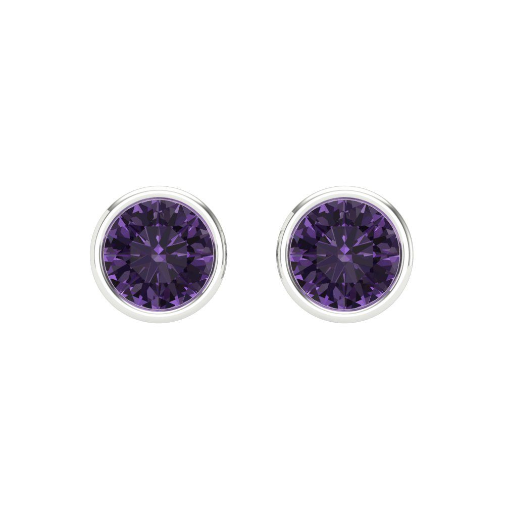1 ctw Alexandrite Studs Earrings | 5.0mm Round Cut White Gold Screw back | June Birthstone