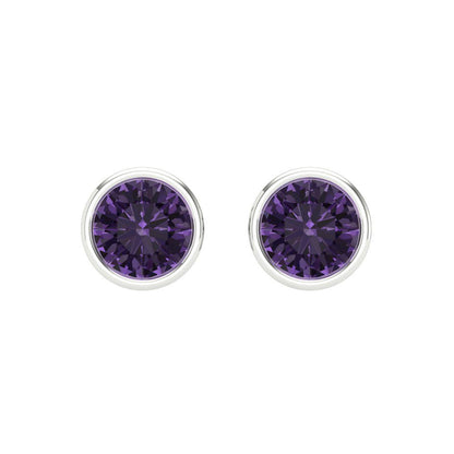 1 ctw Alexandrite Studs Earrings | 5.0mm Round Cut White Gold Screw back | June Birthstone