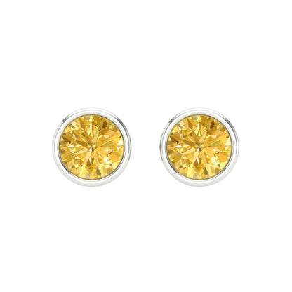 1 ctw Citrine Studs Earrings | 5.0mm Round Cut White Gold Screw back | November Birthstone