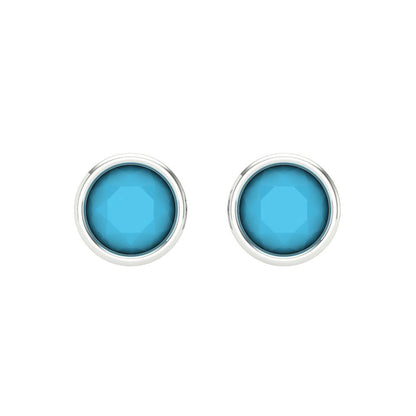 1 ctw Turquoise Studs Earrings | 5.0mm Round Cut White Gold Screw back | December Birthstone