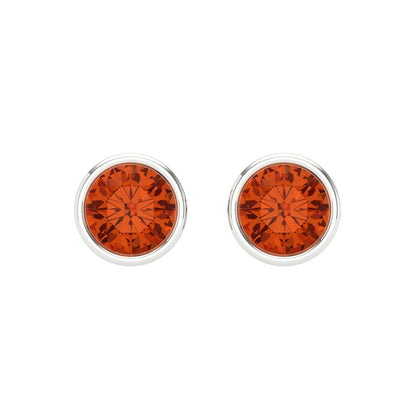 1 ctw Red Zirconia Studs Earrings | 5.0mm Round Cut White Gold Screw back | April Birthstone
