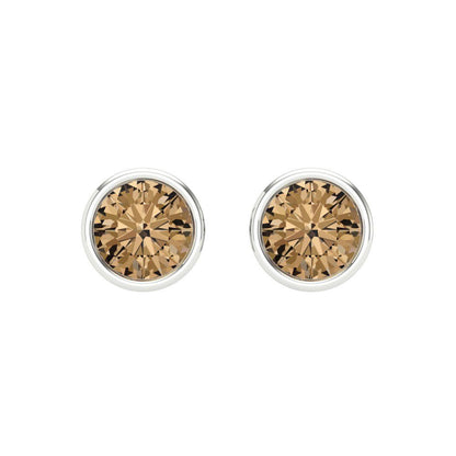 1 ctw Champagne Studs Earrings | 5.0mm Round Cut White Gold Screw back | April Birthstone
