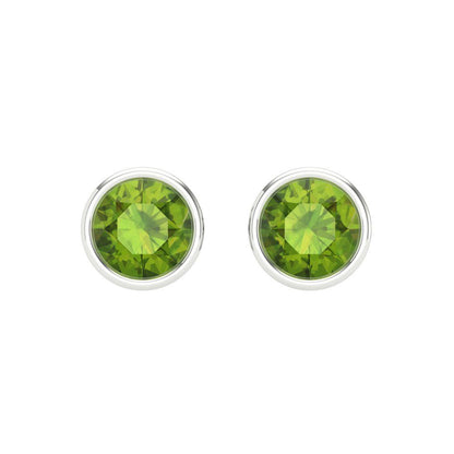 1 ctw Peridot Studs Earrings | 5.0mm Round Cut White Gold Screw back | August Birthstone