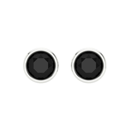 1 ctw Onyx Studs Earrings | 5.0mm Round Cut White Gold Screw back | July Birthstone