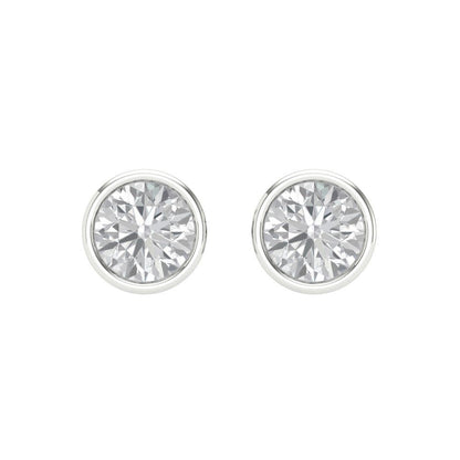 1 ctw White Sapphire Studs Earrings | 5.0mm Round Cut White Gold Screw back | April Birthstone