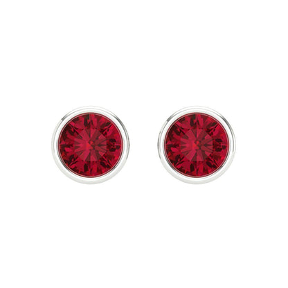 1 ctw Pink Tourmaline Studs Earrings | 5.0mm Round Cut White Gold Screw back | April Birthstone