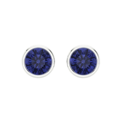 1 ctw Tanzanite Studs Earrings | 5.0mm Round Cut White Gold Screw back | December Birthstone