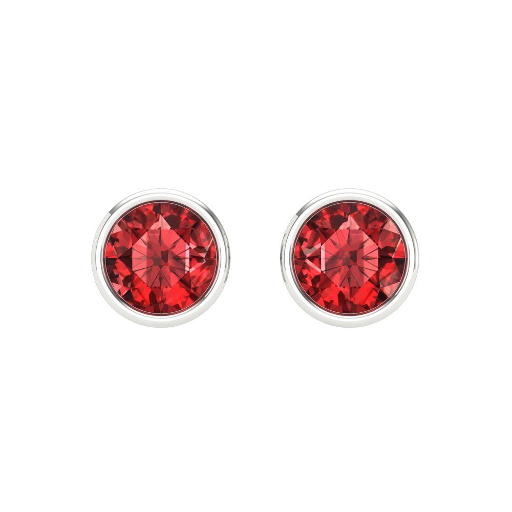1 ctw Garnet Studs Earrings | 5.0mm Round Cut White Gold Screw back | January Birthstone