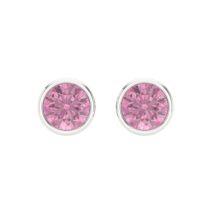 1 ctw Pink Zirconia Studs Earrings | 5.0mm Round Cut White Gold Screw back | April Birthstone