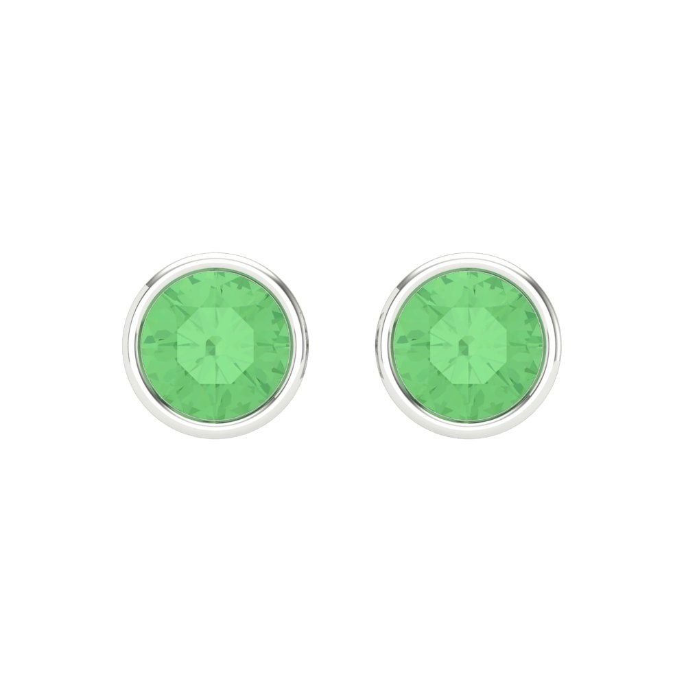 1 ctw Green Zirconia Studs Earrings | 5.0mm Round Cut White Gold Screw back | April Birthstone
