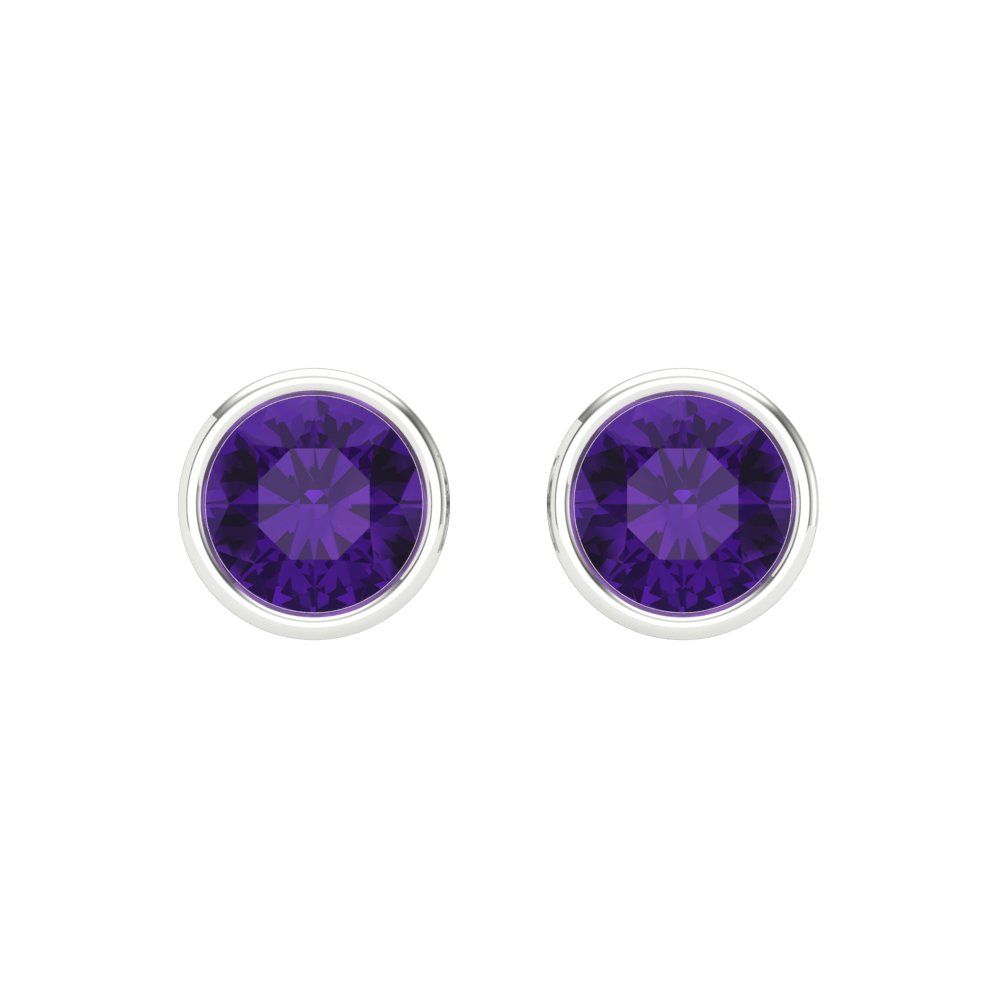 1cttw Amethyst Gold-Plated 925 Silver Screw Back Stud Earrings
