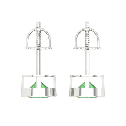 1 ctw Green Zirconia Studs Earrings | 5.0mm Round Cut White Gold Screw back | April Birthstone