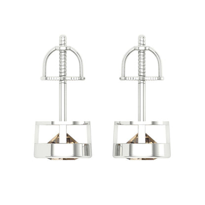 1 ctw Champagne Studs Earrings | 5.0mm Round Cut White Gold Screw back | April Birthstone